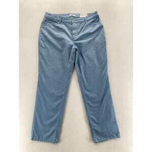 Croft & Barrow Corduroy Pant Women's 16P Petite Blue Stretch Fabric Straight Leg